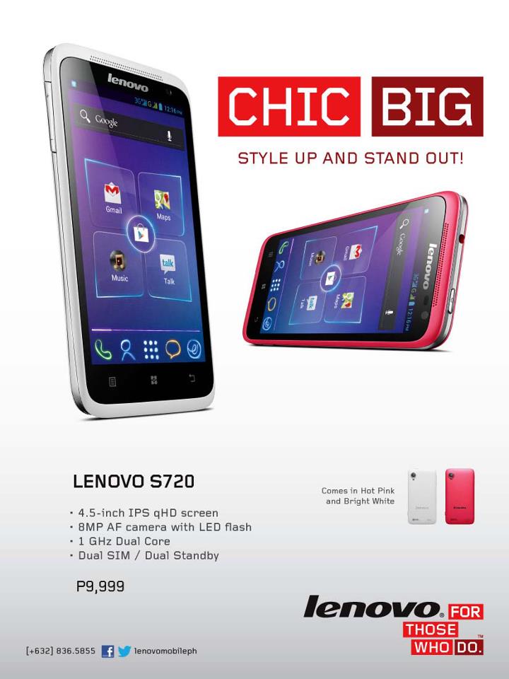 Lenovo S720 Promo Graphic with Price and Color Variants