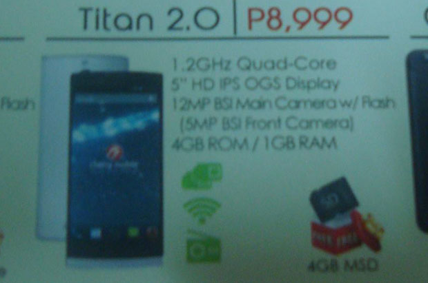Cherry Mobile Titan 2.0 Revealed via Leak with 5″ HD OGS Display and Xperia-like Design