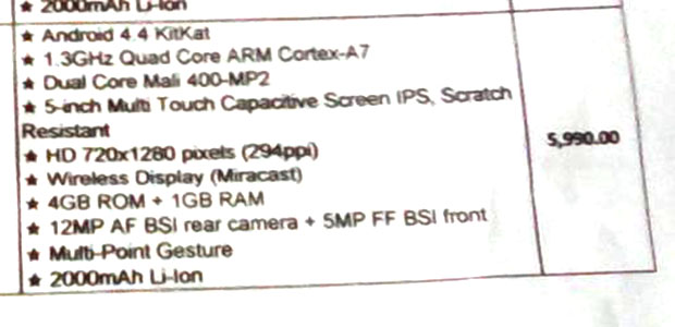 Starmobile Turbo Leaked! 5 Inch HD Screen and 12mp BSI on the Cheap!