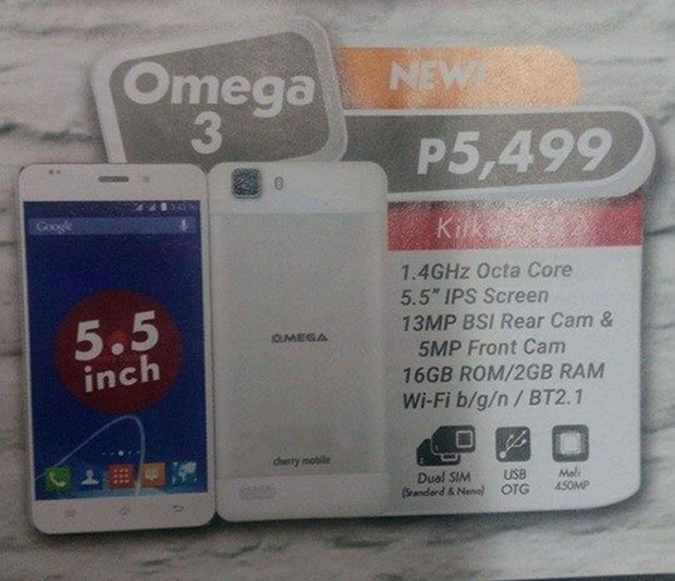 Cherry Mobile Omega 3 Leaked, Specs and Pricing Revealed!