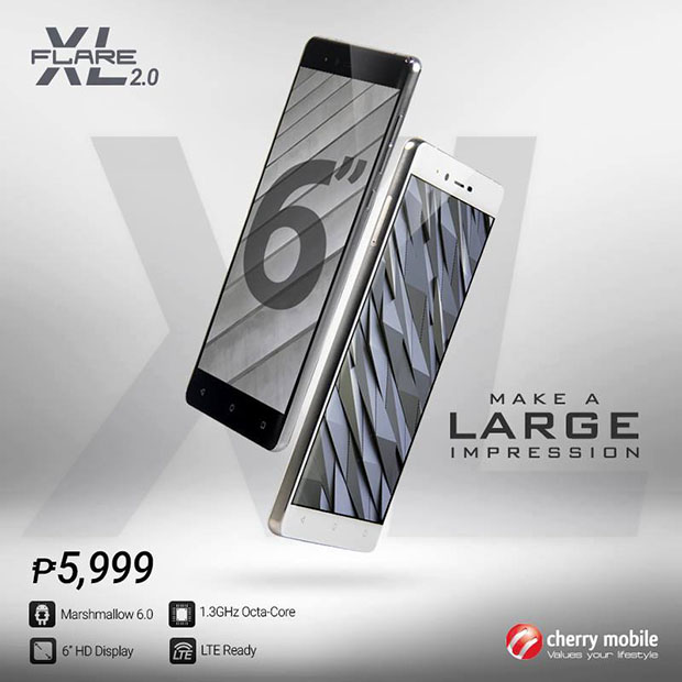Cherry Mobile Flare XL 2.0 Now Official with 6 Inch Screen and Marshmallow 6.0!